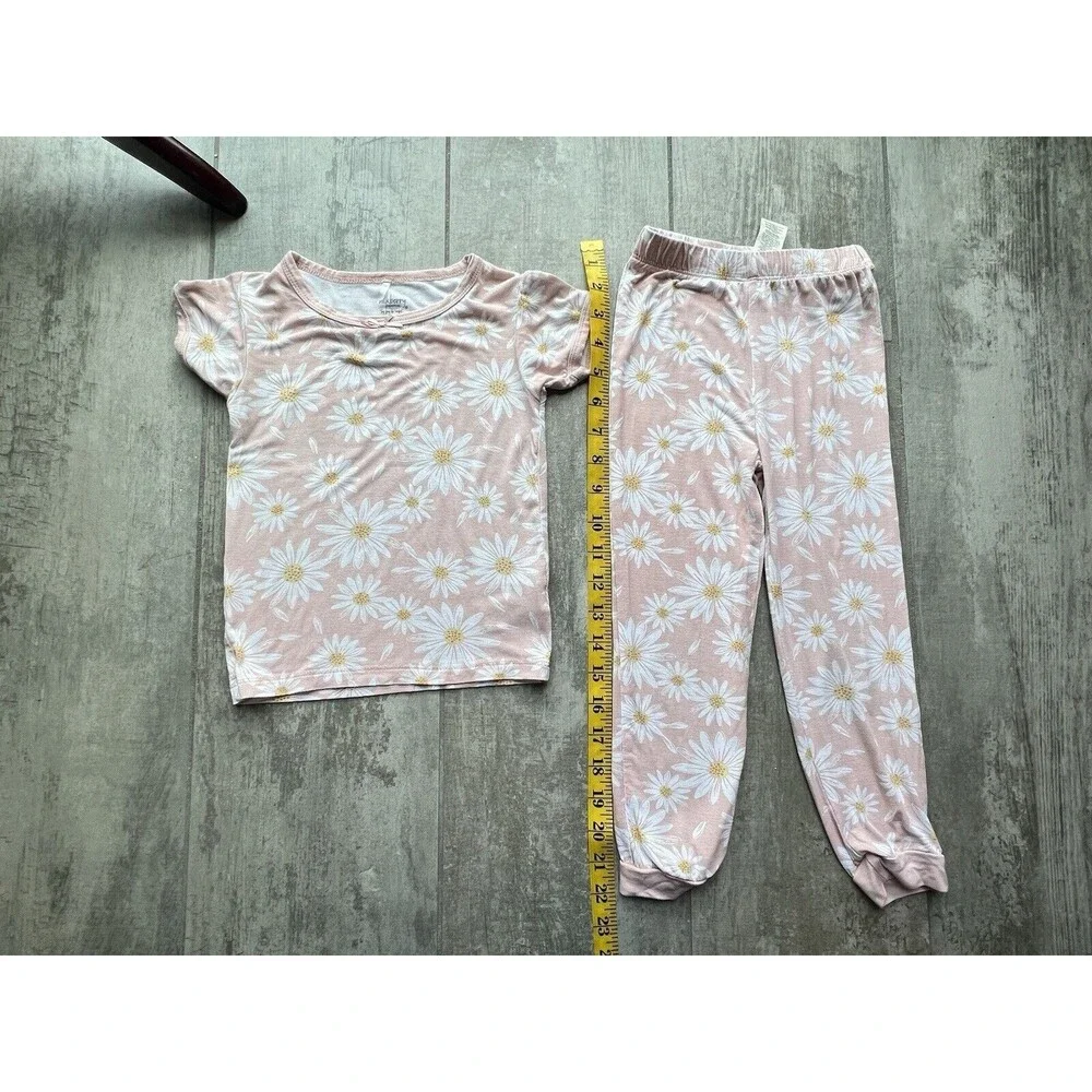 $45 MILKBERRY Pajamas Boutique Designer Bamboo 2 Piece Pjs Set Girls Daisy 4T
